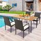 Costway Patio Rectangular Acacia Wood Dining Table with 1.9''Umbrella Hole Indoor&Outdoor